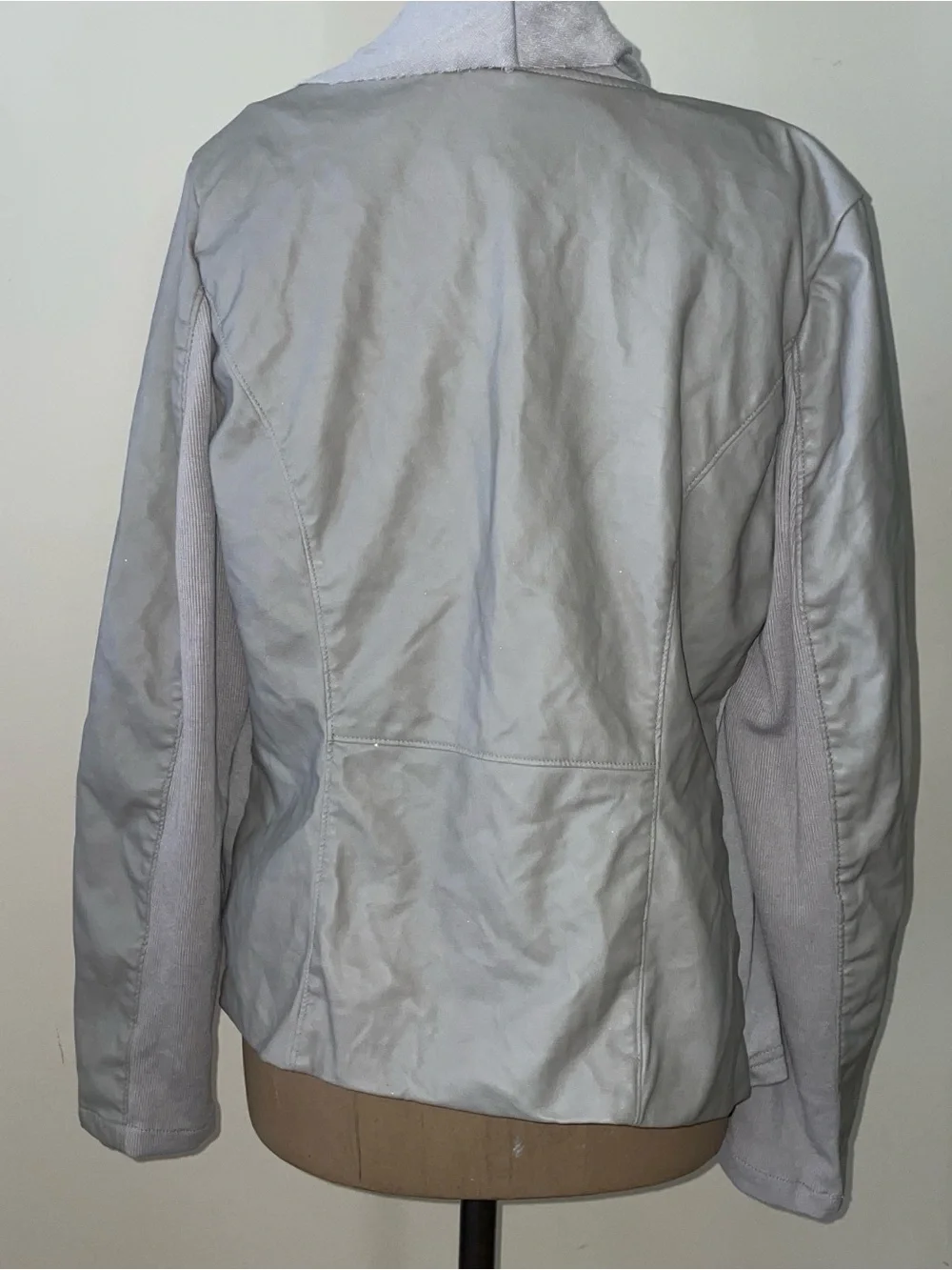 Draped‎ Open-Front Jacket - Grey-Vegan Leather NWT -Large